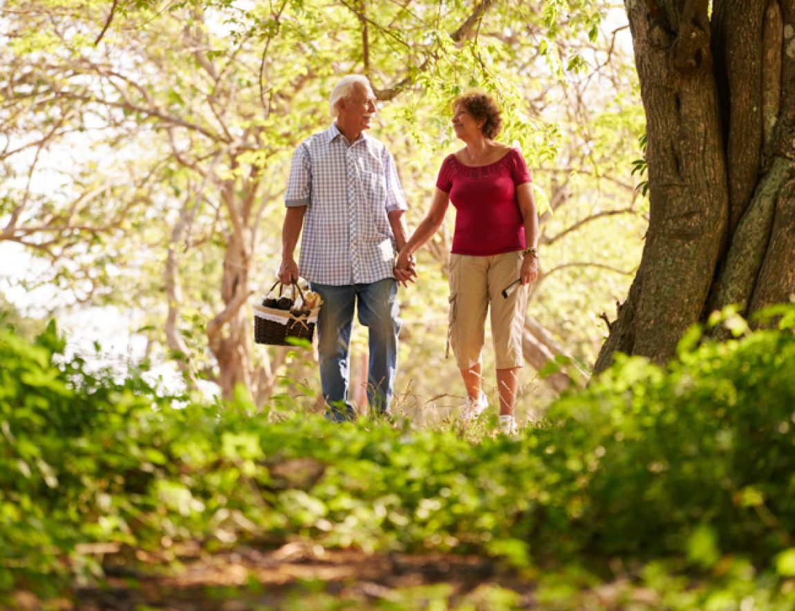 Senior Man Woman Old Couple Doing Picnic