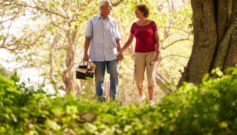 Senior Man Woman Old Couple Doing Picnic